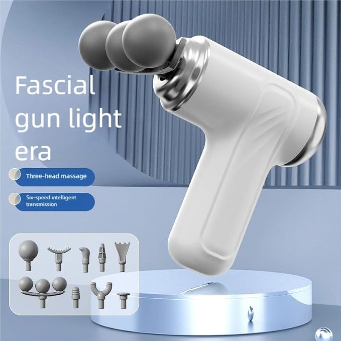 Le Ciel Mini Fascia Massage Gun – 3-Head Deep Tissue Muscle Massager | 6-Speed Intelligent Percussion Therapy for Neck