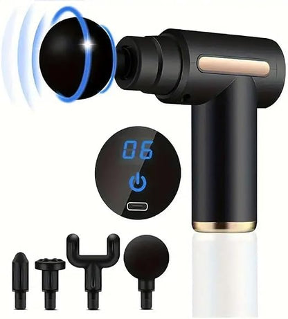 Le Ciel Mini Muscle Massage Gun, Portable Muscle Massager 35DB Ultra Quiet with 6 Speeds, 4 Massage Heads