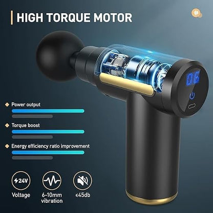Le Ciel Mini Muscle Massage Gun, Portable Muscle Massager 35DB Ultra Quiet with 6 Speeds, 4 Massage Heads