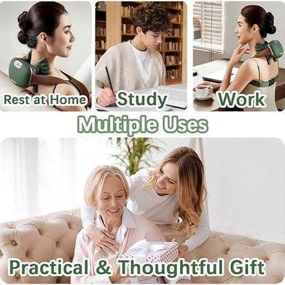 Omumax Neck Massager with Heat, Cordless Human-Like Massage, Green 2 Heat Levels & 10-Min Auto Shut-Off