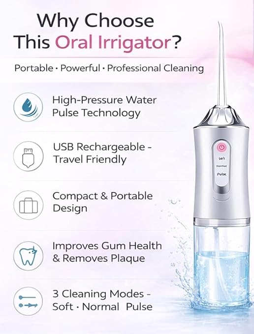Le Ciel Water Flosser for Teeth Cleaning, 220ML Oral Irrigator, Cordless USB Rechargeable