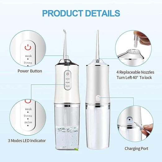 Le Ciel Water Flosser for Teeth Cleaning, 220ML Oral Irrigator, Cordless USB Rechargeable