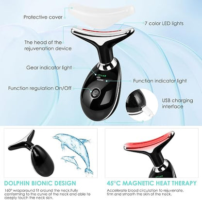 Le Ciel Henry's 7 LED Light Black Edition Vibration Facial and Neck Massager for Face, Neck