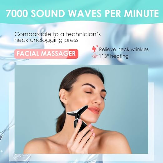 Le Ciel Henry's 7 LED Light Black Edition Vibration Facial and Neck Massager for Face, Neck