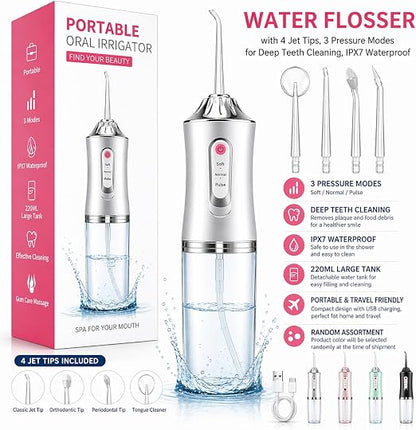Le Ciel Water Flosser for Teeth Cleaning, 220ML Oral Irrigator, Cordless USB Rechargeable