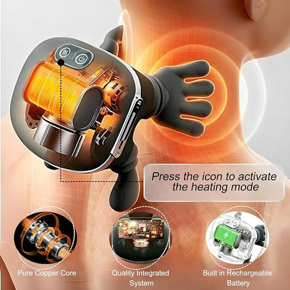 Omumax Neck Massager with Heat, Cordless Human-Like Massage, Green 2 Heat Levels & 10-Min Auto Shut-Off
