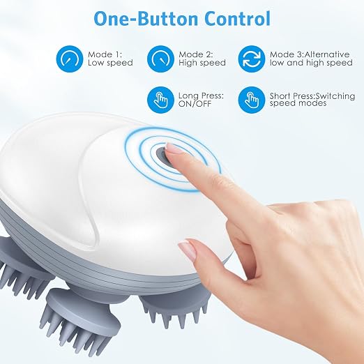 RENPHO Portable Waterproof Electric Head Massager with 4 Replacement