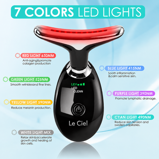 Le Ciel Henry's 7 LED Light Black Edition Vibration Facial and Neck Massager for Face, Neck